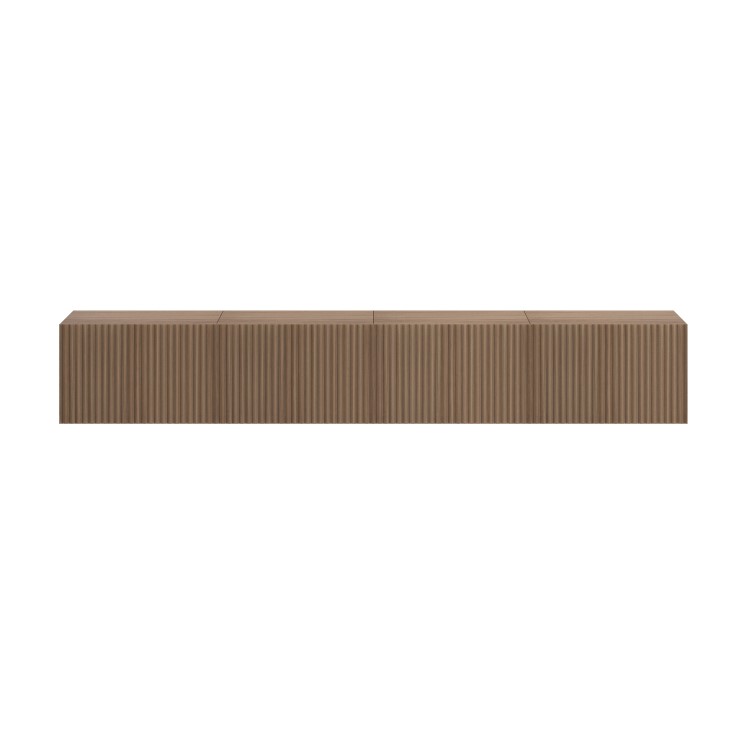 Multifunctional Large Walnut Ribbed Freestanding TV Stand with Storage - TV's up to 85" - Hazel
