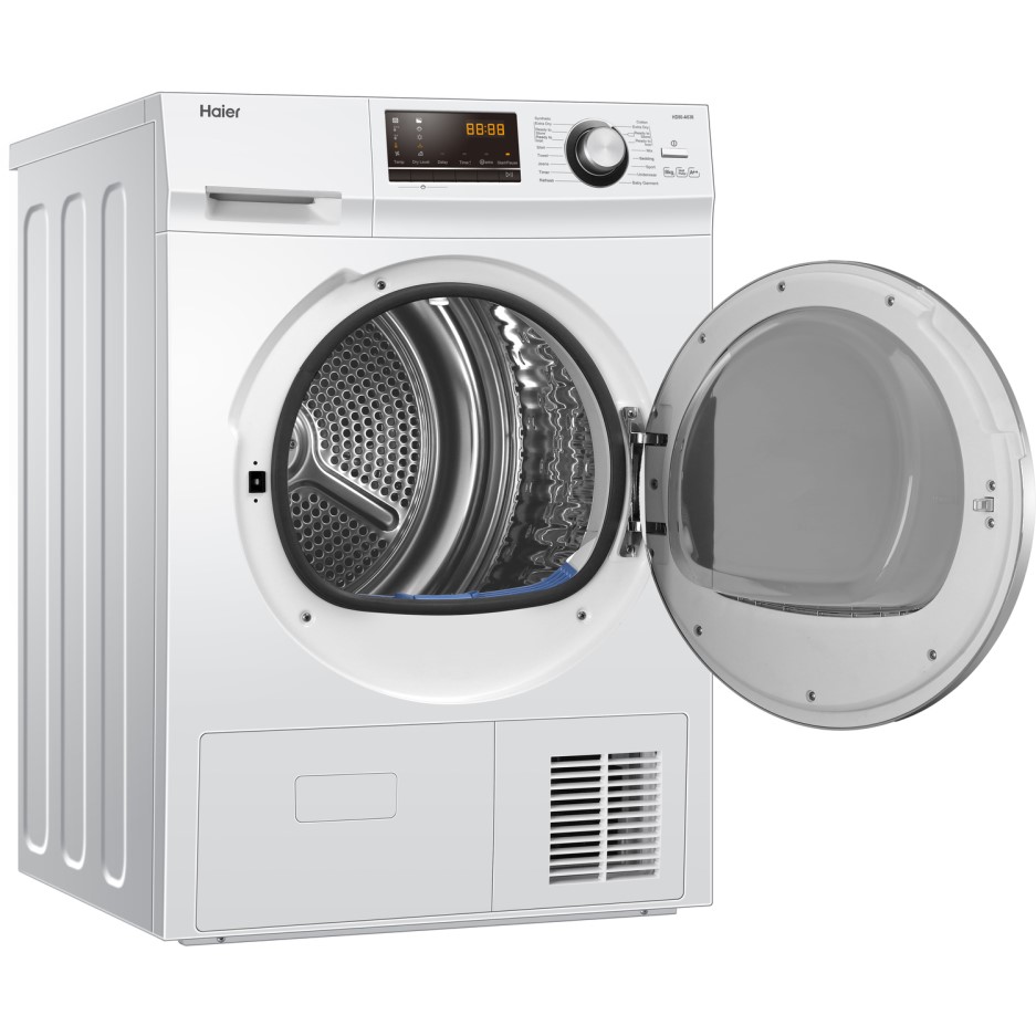 Haier HD80A636 8kg Freestanding Heat Pump Condenser Tumble Dryer White Appliances Direct