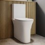 Close Coupled Closed Back Comfort Height Toilet with Soft Close Seat and Brushed Brass Push Button - Indiana