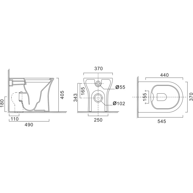 Back to Wall Rimless Toilet with Soft Close Seat - Indiana