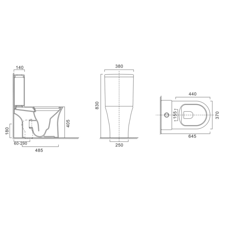 Close Coupled Rimless Open Back Toilet with Soft Close Seat - Indiana