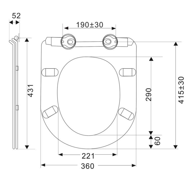 Close Coupled Rimless Open Back Toilet with Soft Close Seat - Indiana