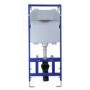 Wall Hung Rimless Toilet with Soft Close Seat, Brushed Brass Mechanical Flush Plate, 1168mm Frame & Cistern – Indiana