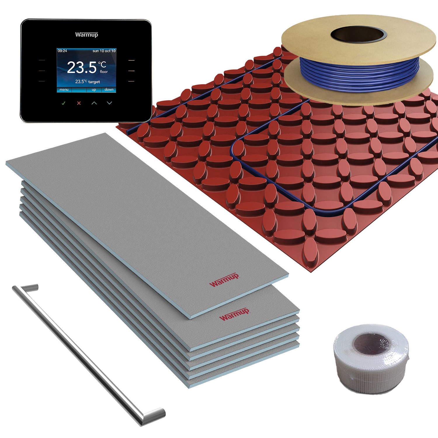 5sqm DCM Pro Electric Underfloor Heating Kit with 3iE Thermostat & Heated Towel Bar - Warmup