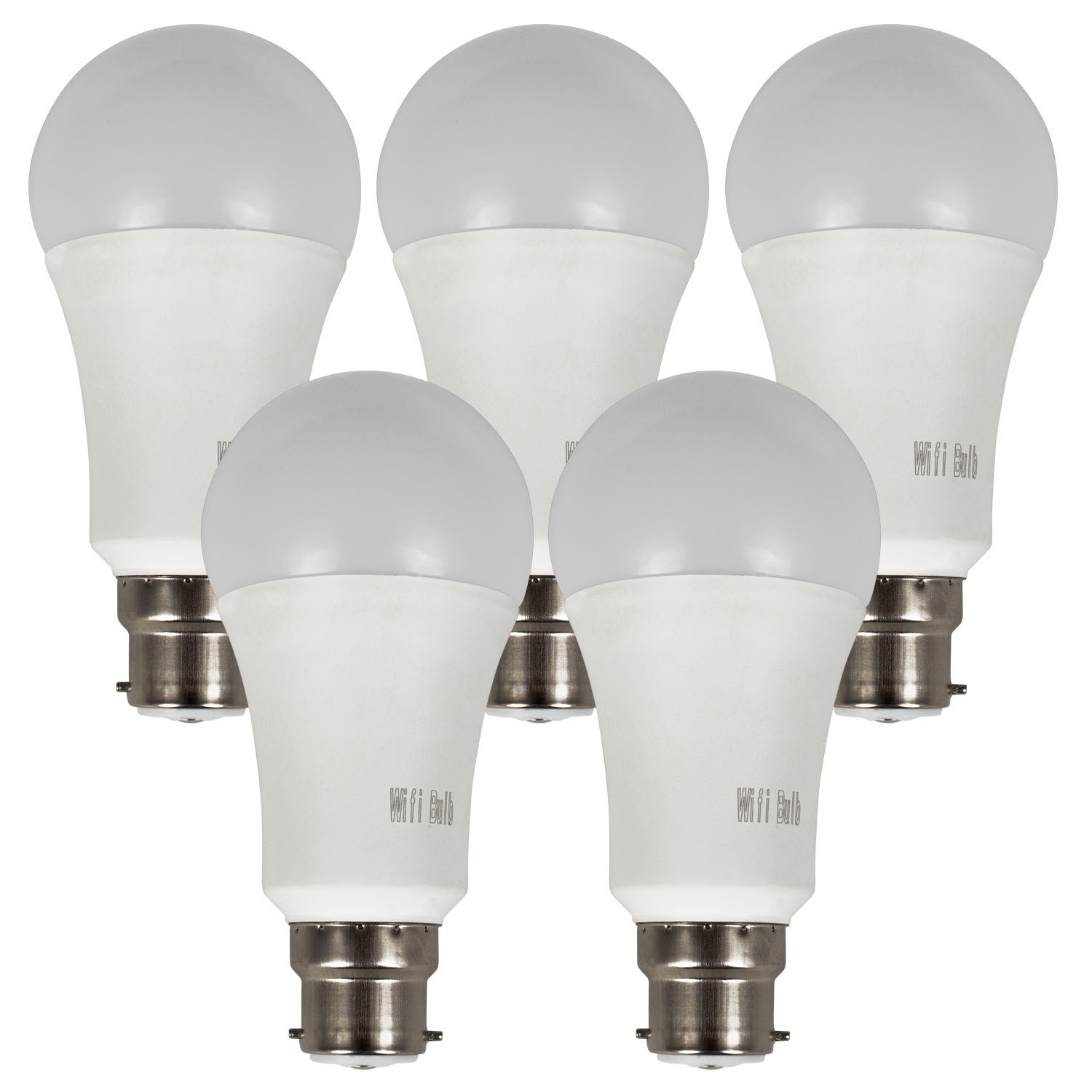 Smart RGB Dimmable Wifi Bulb bayonet end - Alexa/Google Home - 5 Pack