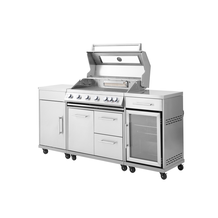 Boss Grill Alabama Signiture - 6 Burner BBQ in Stainless Steel With Fridge 