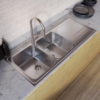 Isabella Double Bowl & Olney Pull Out Kitchen Mixer Tap