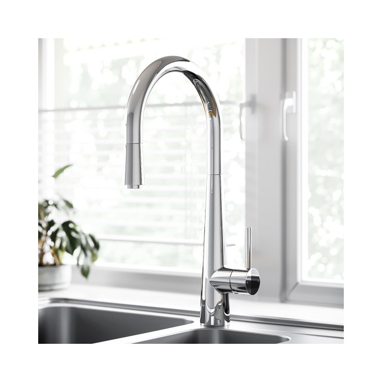 Isabella Double Bowl & Olney Pull Out Kitchen Mixer Tap