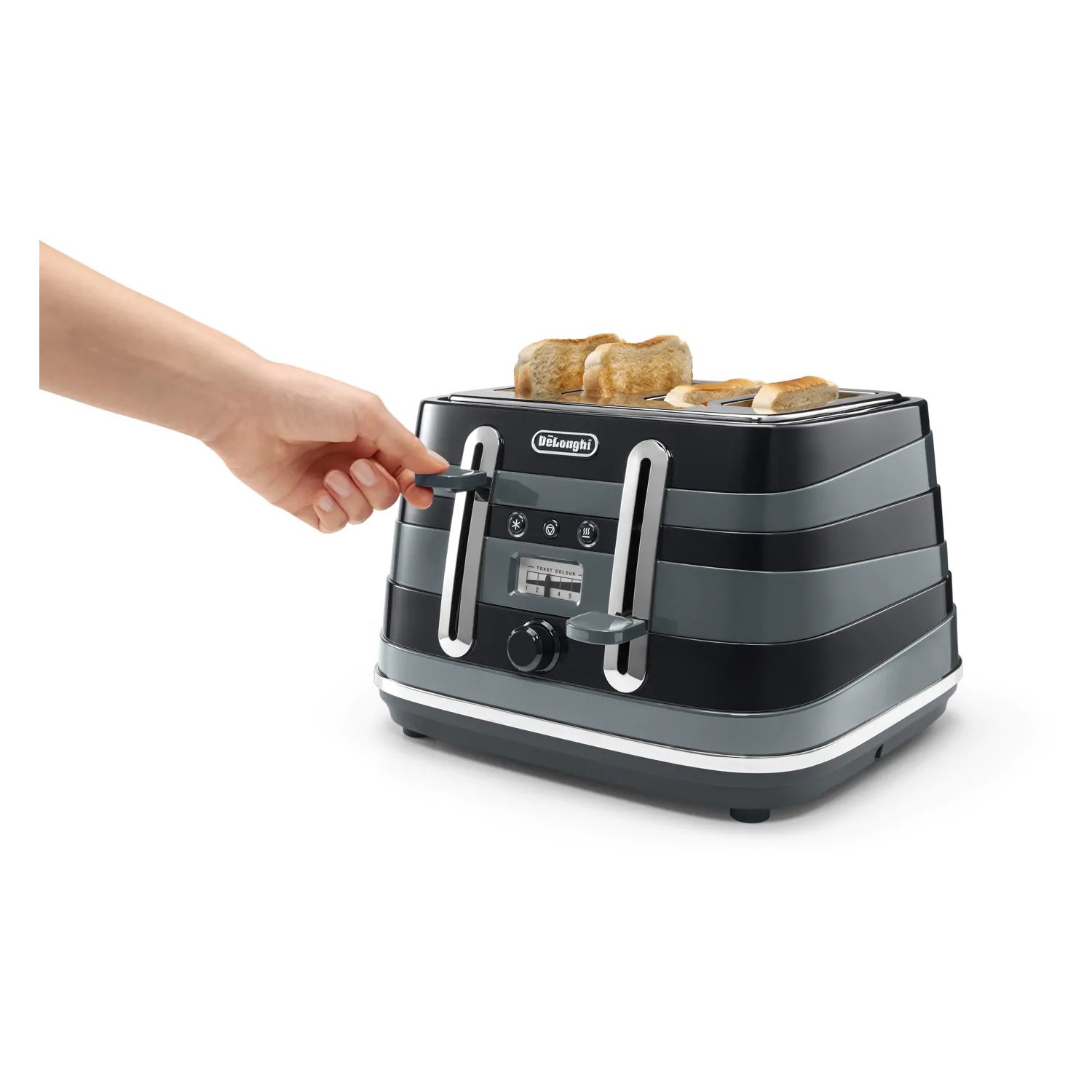 Delonghi Avvolta Kettle and Toaster Set Black Appliances Direct