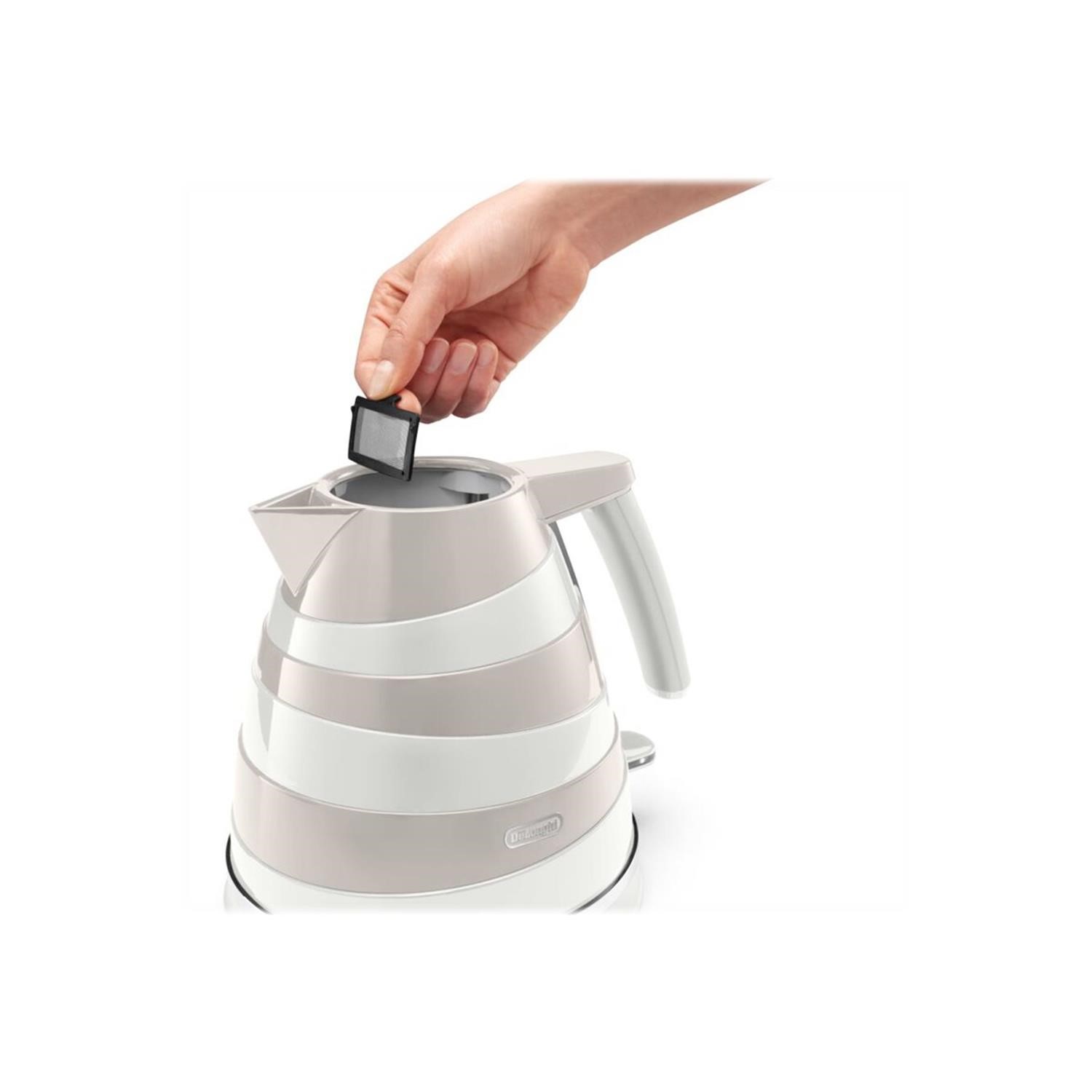 Delonghi Avvolta White and Cream Kettle and Toaster Set Appliances Direct