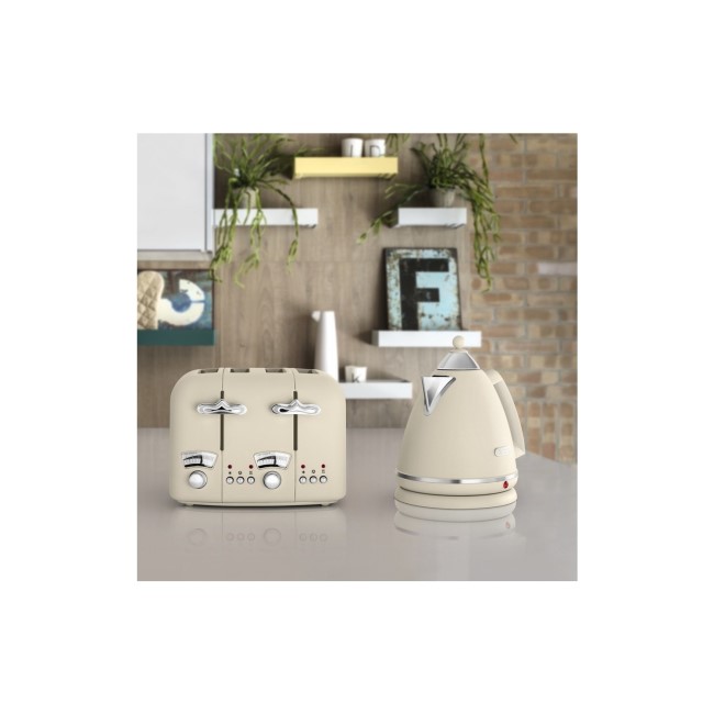 Delonghi Argento Flora Kettle and Toaster Set Cream Appliances Direct
