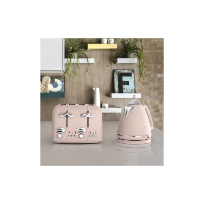 Delonghi Argento Flora Kettle and Toaster Set Pink Appliances Direct