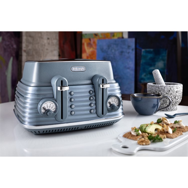 Delonghi Scolpito Kettle and Toaster Set - Azure Blue