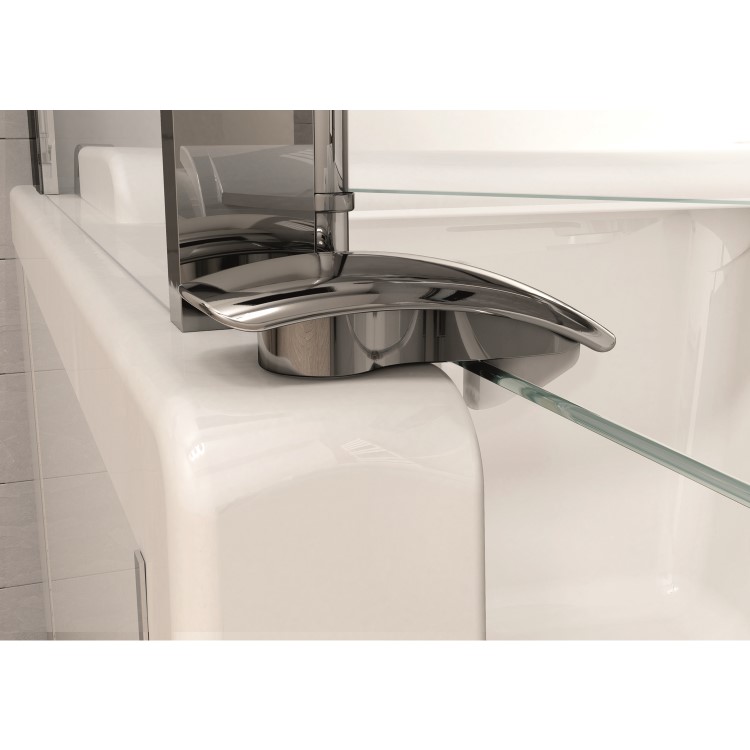 Kineduo Left Handed Walk-In Shower Bath with Screen and Black Panels 1700 x 750mm - Corner Installation
