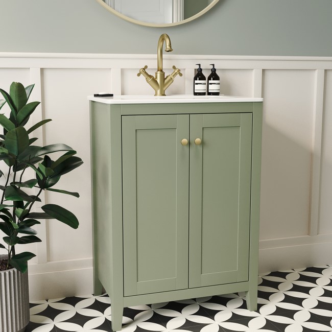 600mm Green Freestanding Vanity Unit with Basin - Kinsley | Appliances ...