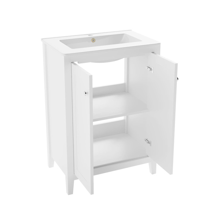 600mm White Freestanding Vanity Unit with Basin - Kinsley