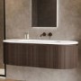 1400mm Walnut Wood Effect Fluted Wall Hung Vanity Unit with Solid Surface Basin - Kobe