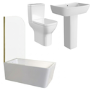 Brass Freestanding Left Hand Shower Bath Suite with Toilet and Basin - Kona