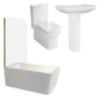 Brass Freestanding Left Hand Shower Bath Suite with Toilet and Basin - Kona