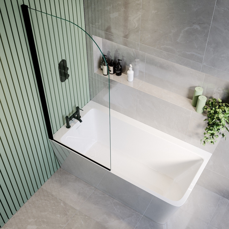 Black Freestanding Left Hand Shower Bath Suite with Toilet and Basin - Kona
