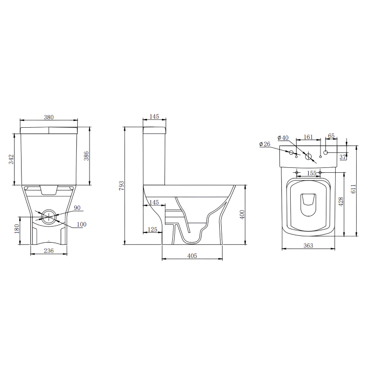 Chrome Freestanding Left Hand Shower Bath Suite with Toilet and Basin - Kona