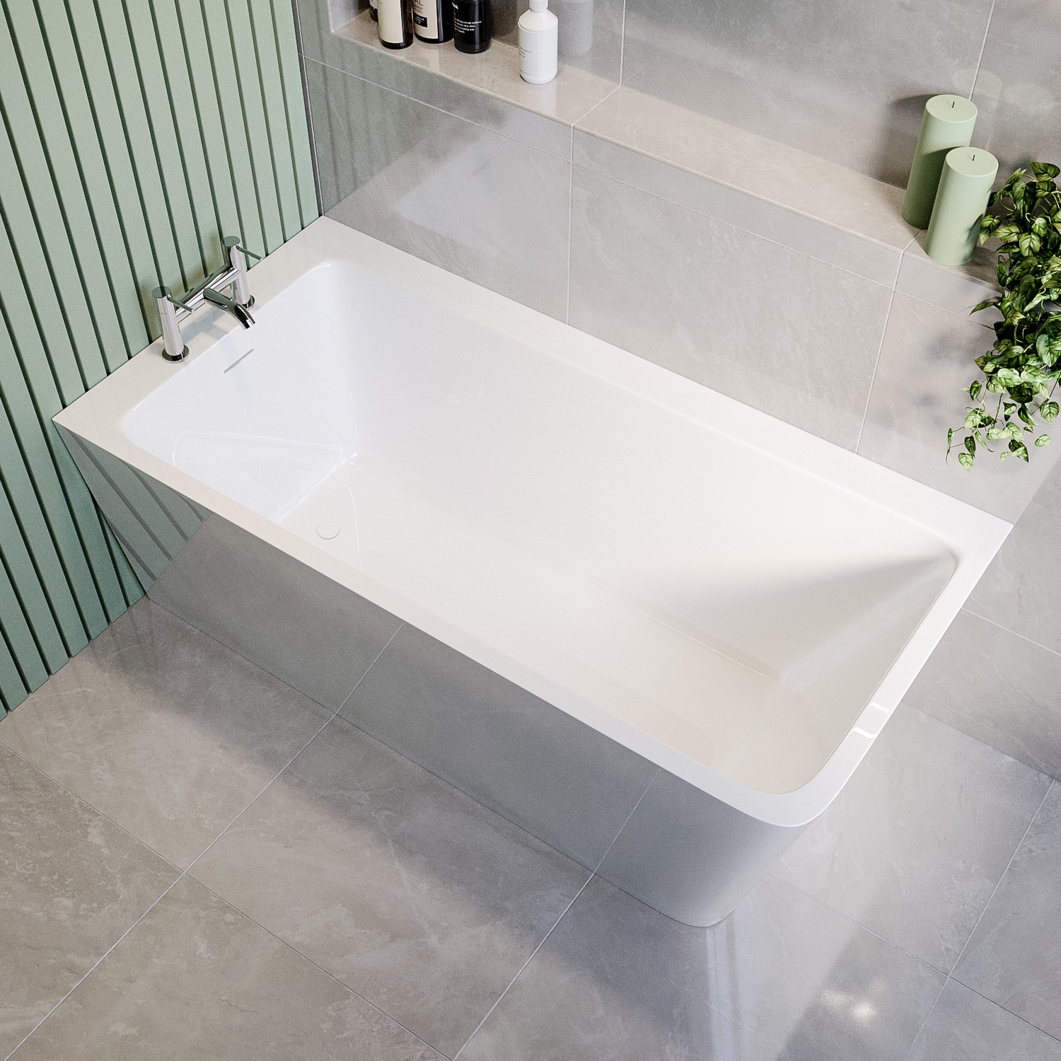 Kona Freestanding Single Ended Left Hand Corner Bath 1500 X 740Mm KONALH1500