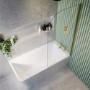 Freestanding Shower Bath Single Ended Right Hand Corner with Brass Bath Screen 1500 x 740mm - Kona