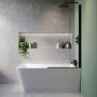 Freestanding Shower Bath Single Ended Right Hand Corner with Black Bath Screen 1500 x 740mm - Kona