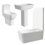 Brass Freestanding Right Hand Shower Bath Suite with Toilet and Basin - Kona