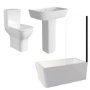 Black Freestanding Right Hand Shower Bath Suite with Toilet and Basin - Kona