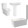 Black Freestanding Right Hand Shower Bath Suite with Toilet and Basin - Kona
