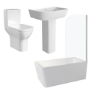 Chrome Freestanding Right Hand Shower Bath Suite with Toilet and Basin - Kona