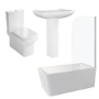 Chrome Freestanding Right Hand Shower Bath Suite with Toilet and Basin - Kona