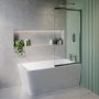 Freestanding Single Ended Right Hand Corner Shower Bath with Chrome  Sliding  Bath Screen 1500 x 740mm - Kona