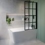 Freestanding Single Ended Right Hand Corner Shower Bath with Black Grid Bath Screen 1500 x 740mm - Kona