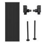 Black Designer Vertical Single Panel Radiator 1200 x 440mm with Pipe Kit and Angled Valves - Laguna