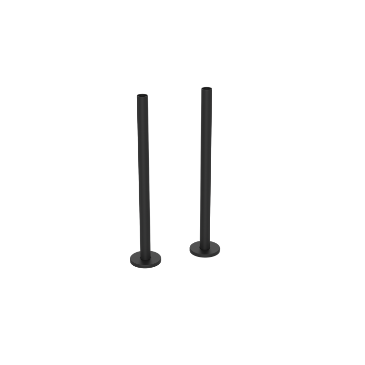 Black Designer Vertical Single Panel Radiator 1200 x 440mm with Pipe Kit and Angled Valves - Laguna