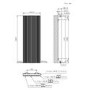 Black Designer Vertical Single Panel Radiator 1200 x 440mm with Pipe Kit and Angled Valves - Laguna