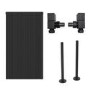 Black Designer Vertical Single Panel Radiator 800 x 440mm with Pipe Kit and Angled Valves - Laguna
