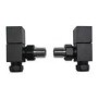 Black Designer Vertical Single Panel Radiator 800 x 440mm with Pipe Kit and Angled Valves - Laguna
