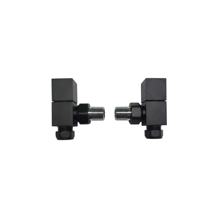 Black Designer Vertical Single Panel Radiator 800 x 440mm with Pipe Kit and Angled Valves - Laguna