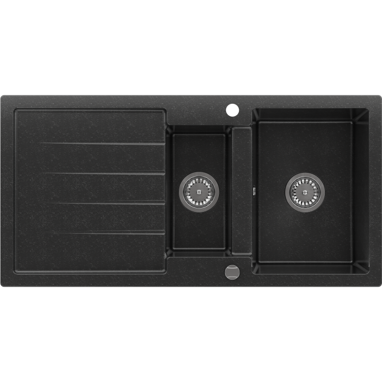 1.5 Bowl Black Inset Granite Composite Kitchen Sink with Reversible Drainer - Enza Laurie