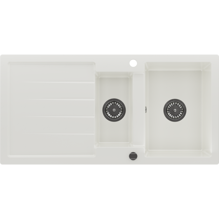 1.5 Bowl White Inset Granite Composite Kitchen Sink with Reversible Drainer - Enza Laurie