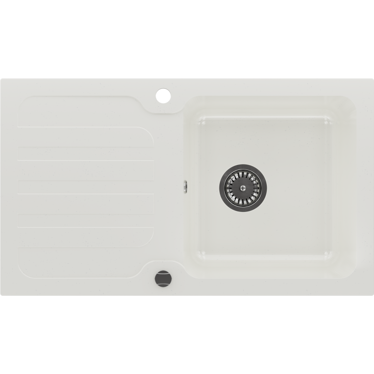 Single Bowl White Inset Granite Composite Kitchen Sink with Reversible Drainer - Enza Laurie