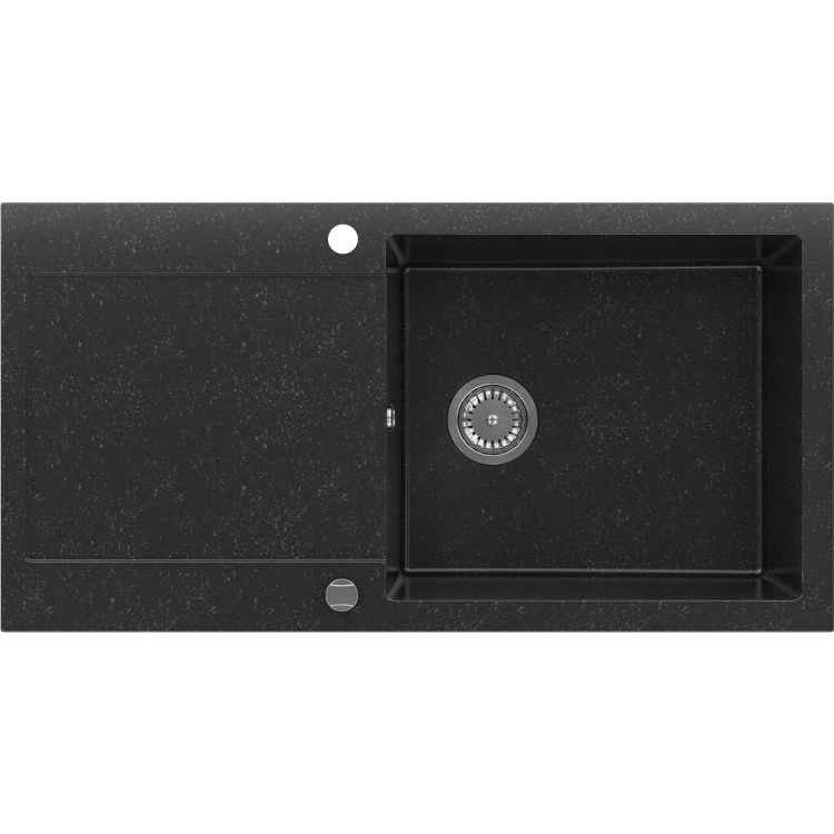 Large Single Bowl Black Inset Granite Composite Kitchen Sink with Reversible Drainer - Enza Laurie