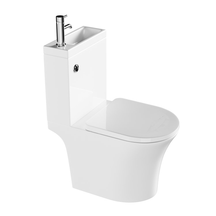 Close Coupled Open Back Toilet with Sink on Top & Chrome Fittings - Legend