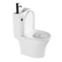 Close Coupled Open Back Toilet with Sink on Top & Black Fittings Cloakroom Suite - Legend