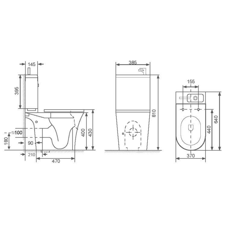 Close Coupled Open Back Toilet with Sink on Top & Brass Fittings Cloakroom Suite - Legend