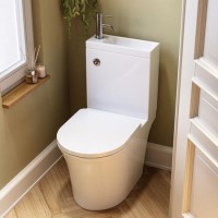 ONLY OPENED - Close Coupled Open Back Toilet with Sink on Top & Chrome Fittings Cloakroom Suite - Legend
