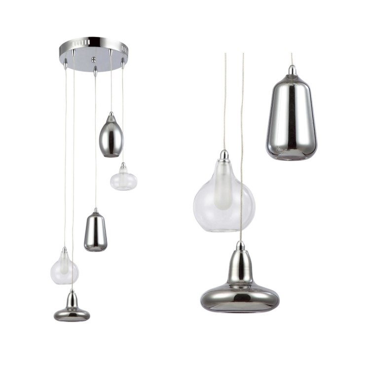 Chrome & Glass Cluster Pendant Light - Cascade